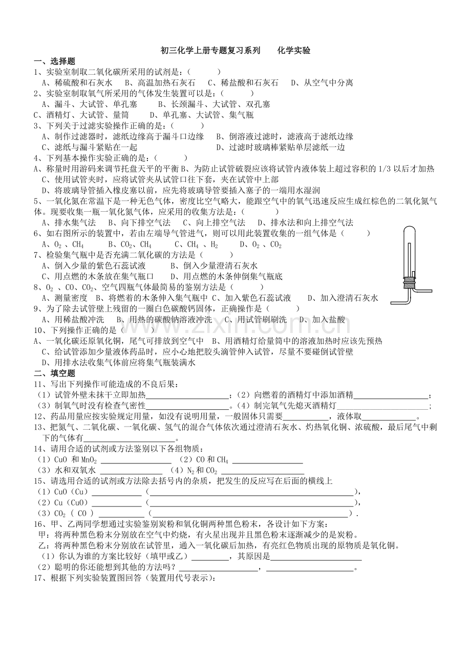 初三化学上册专题复习系列化学实验.doc_第1页