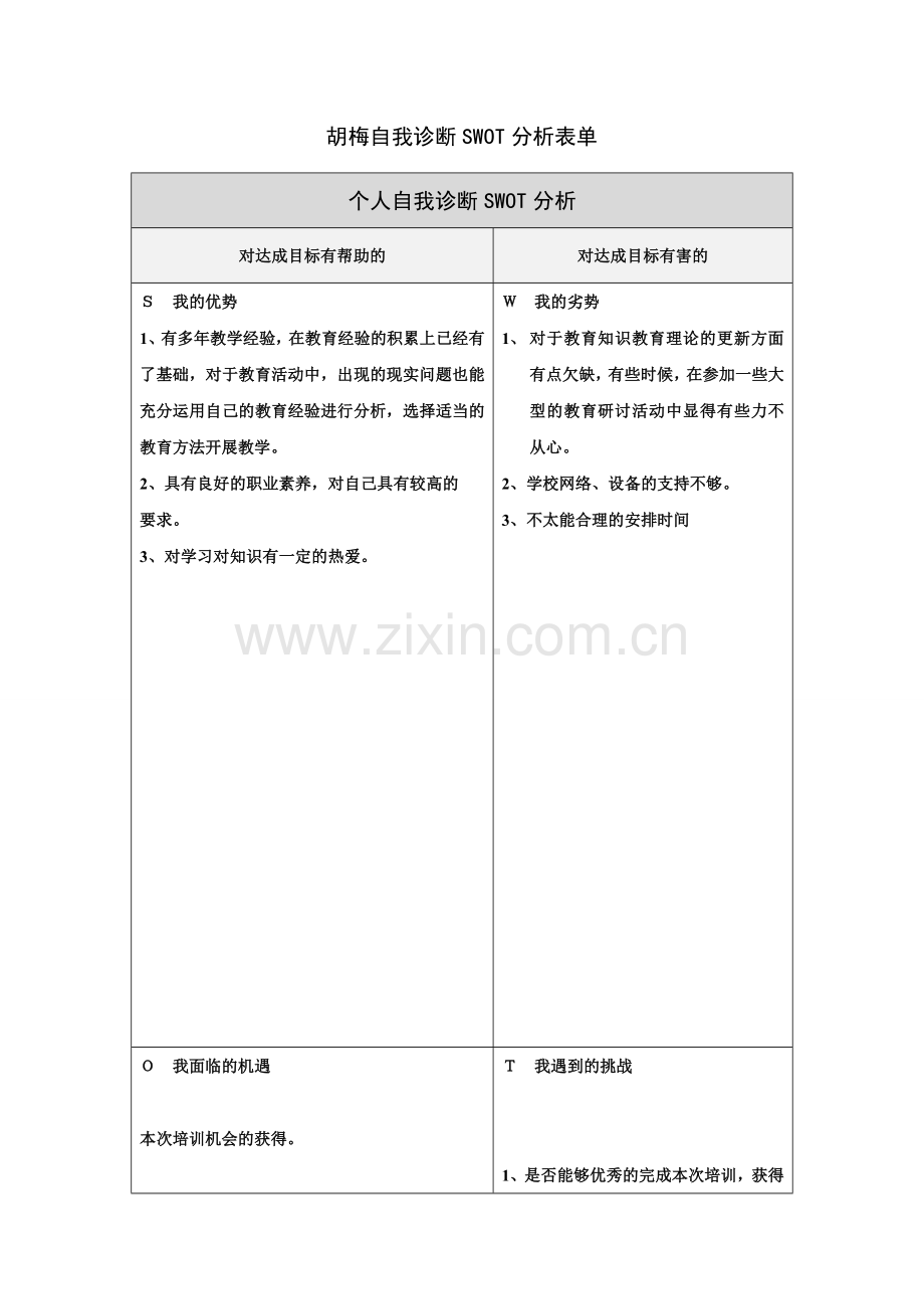 胡梅个人诊断分析.doc_第1页
