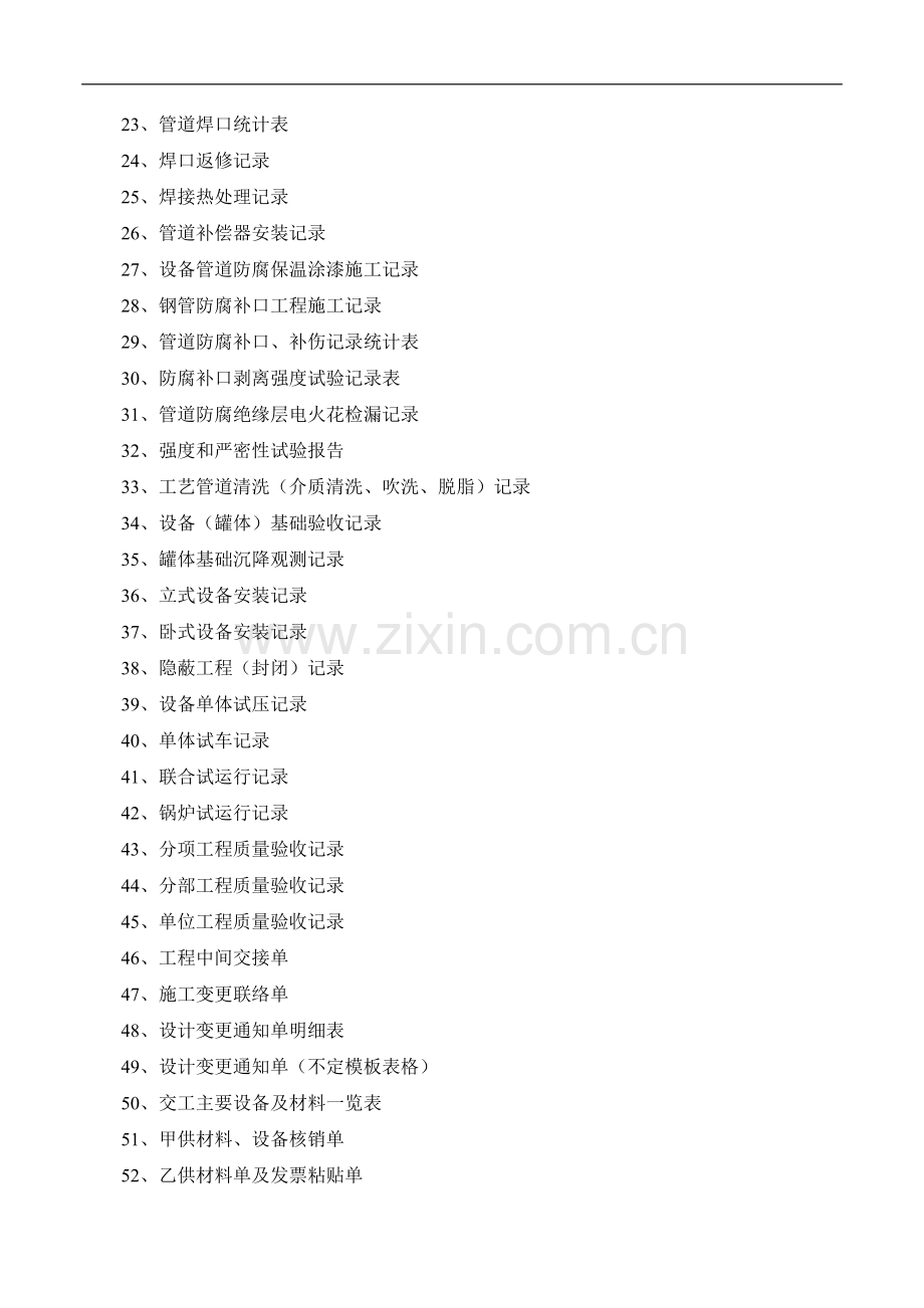 整理要求及表格目录--场站工艺安装工程.docx_第2页