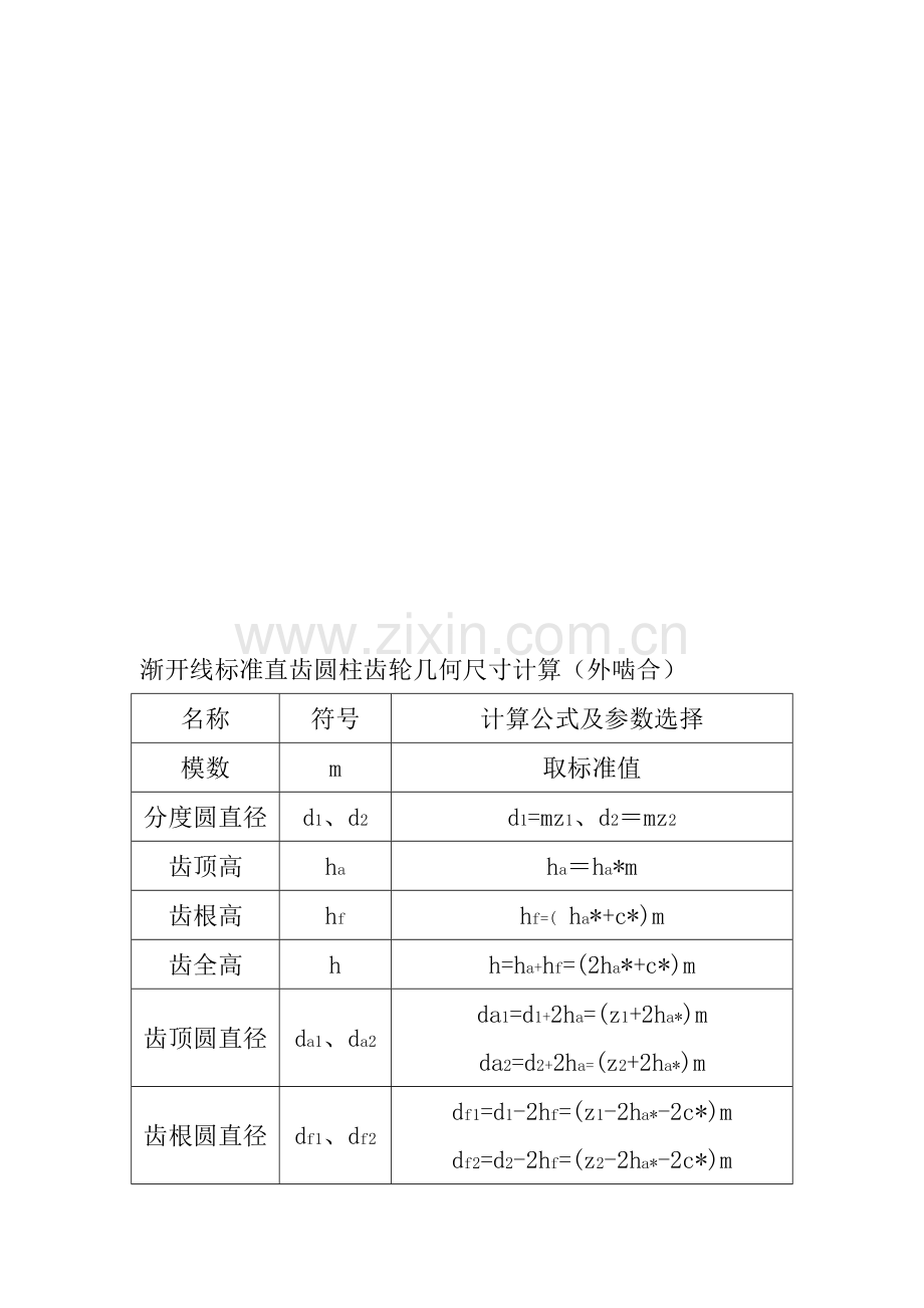 渐开线标准直齿圆柱齿轮几何尺寸计算.doc_第1页