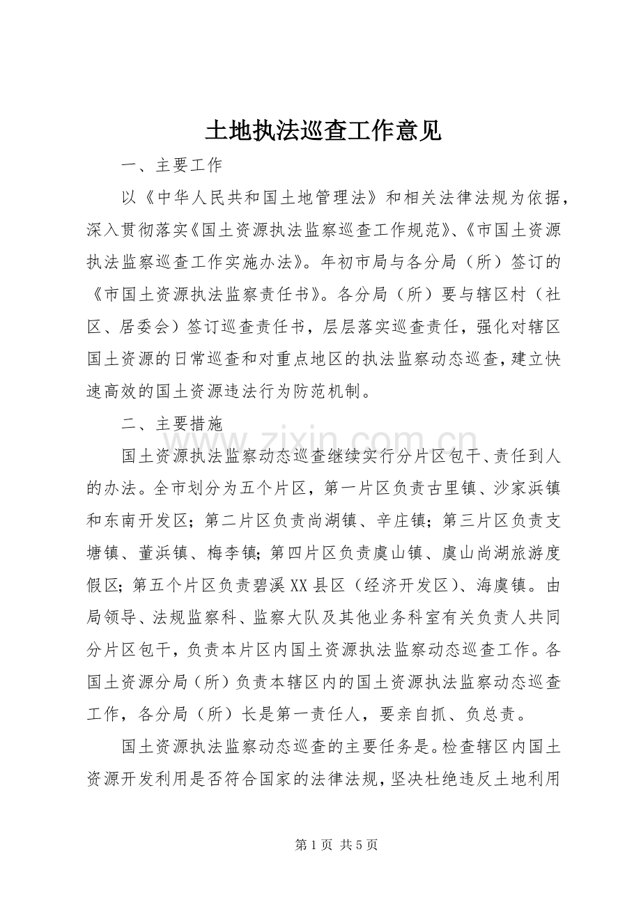 土地执法巡查工作意见.docx_第1页
