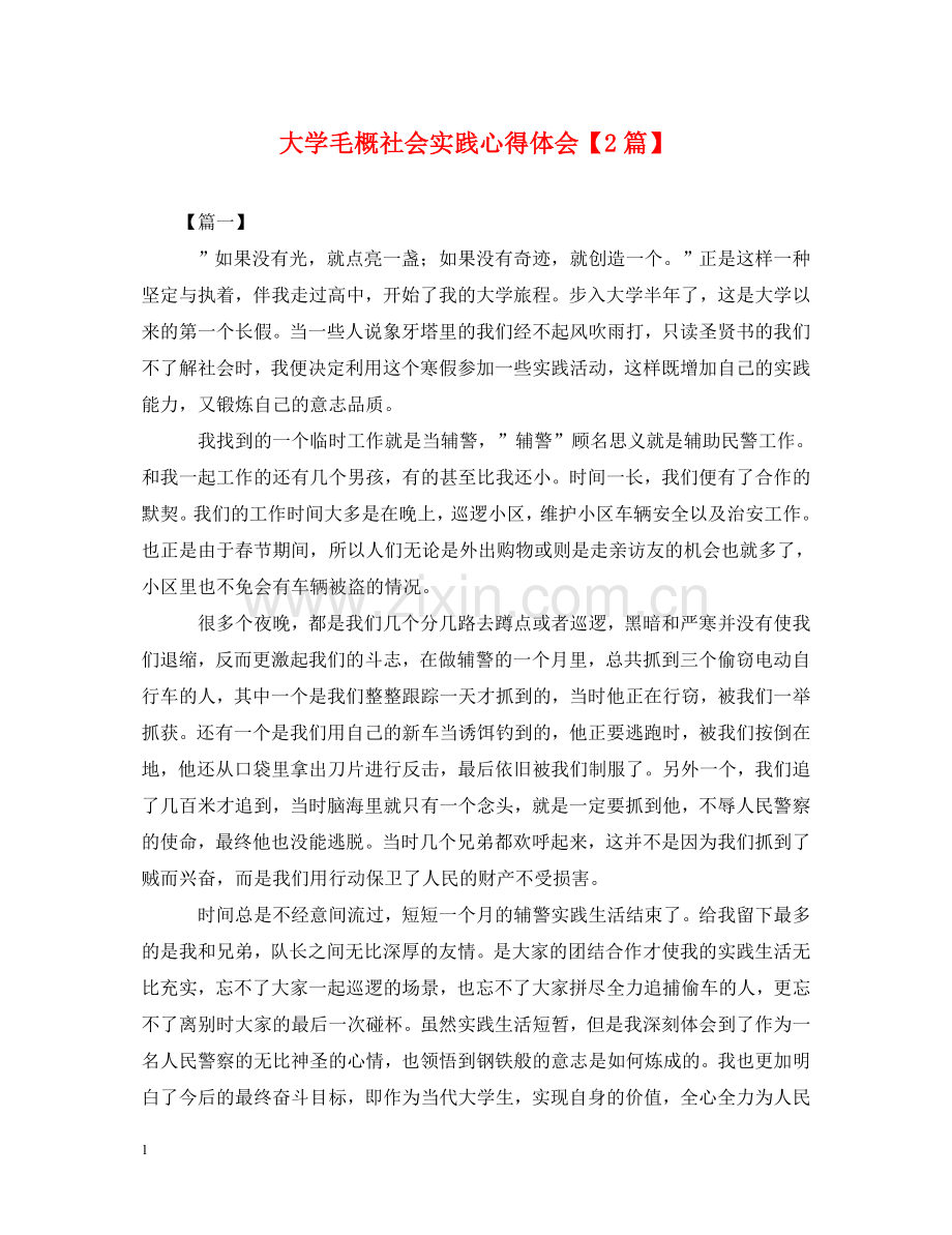 大学毛概社会实践心得体会【2篇】 .doc_第1页