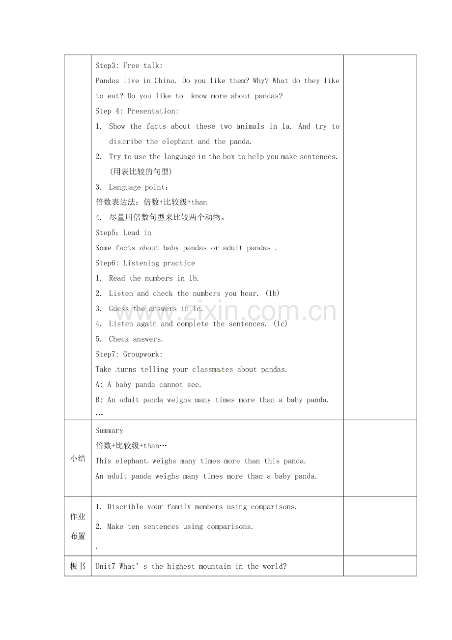 河北省邯郸市肥乡县八年级英语下册 Unit 7 What’s the highest mountain in the world Section B（1a-1d）教案 （新版）人教新目标版-（新版）人教新目标版初中八年级下册英语教案.doc_第2页