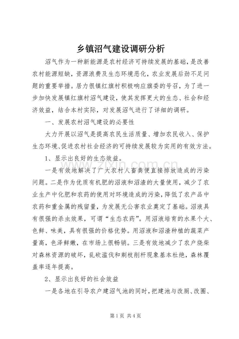 乡镇沼气建设调研分析.docx_第1页