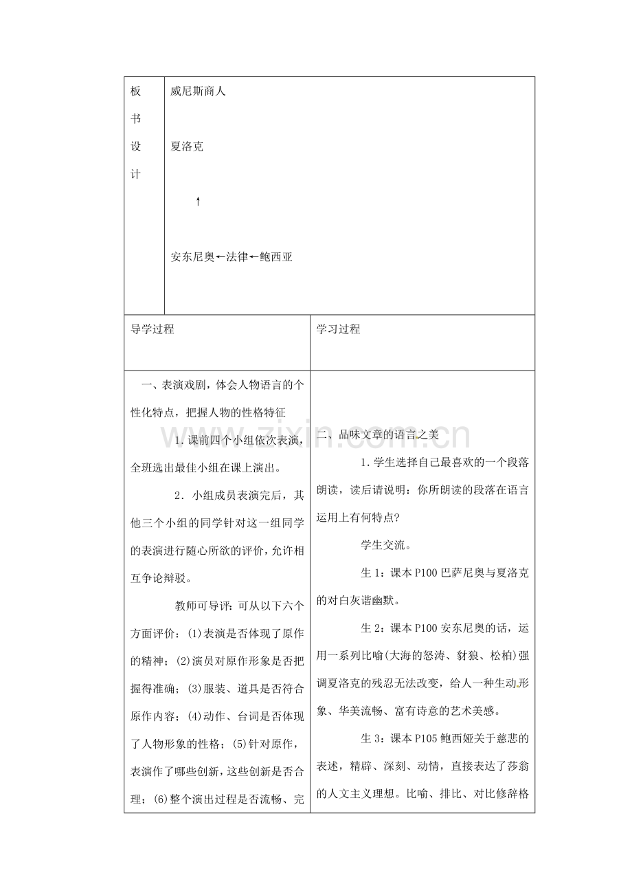 九年级语文下册《13 威尼斯商人（第2课时）》教学设计 新人教版-新人教版初中九年级下册语文教案.doc_第2页