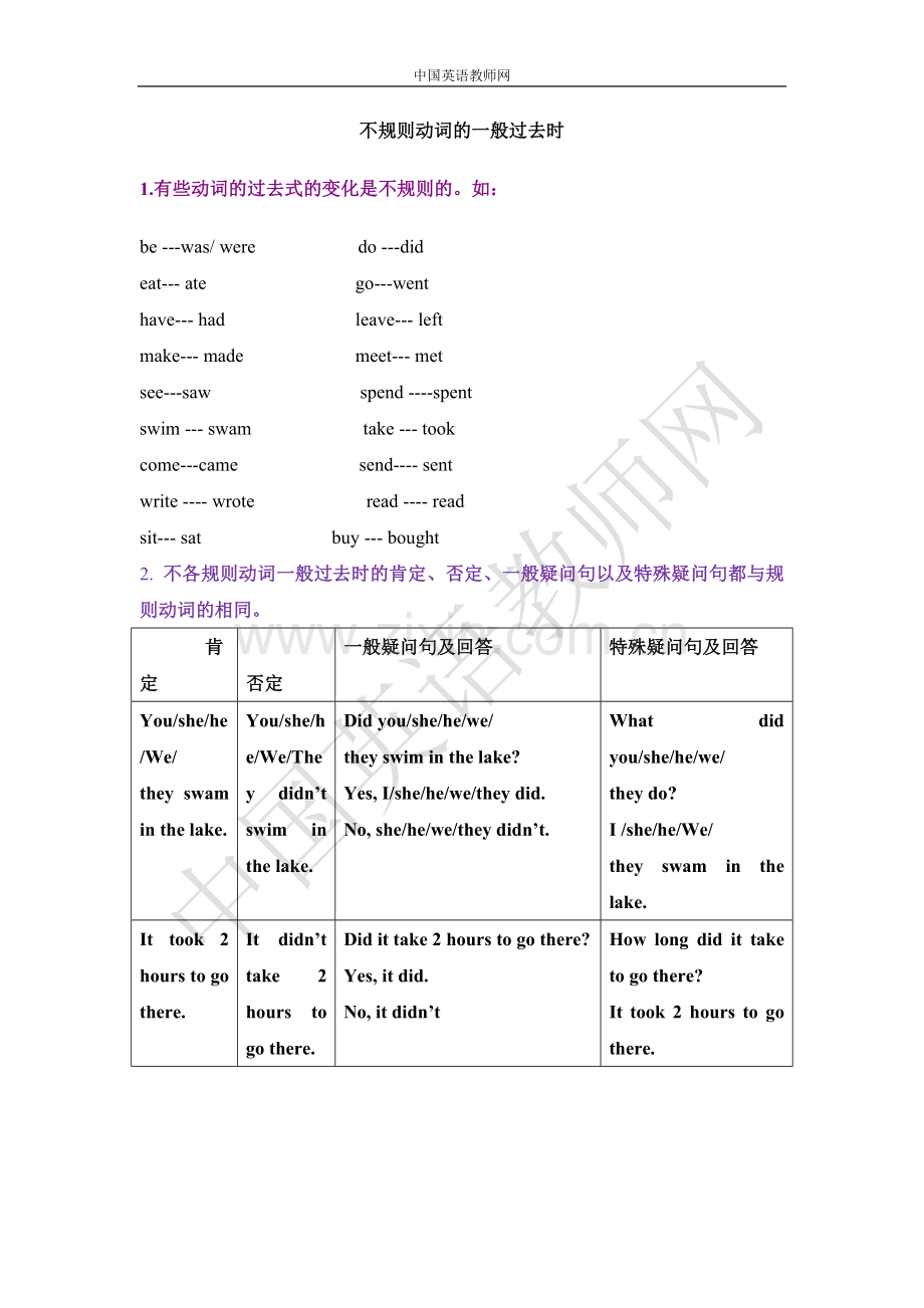 不规则动词的一般过去时.doc_第1页