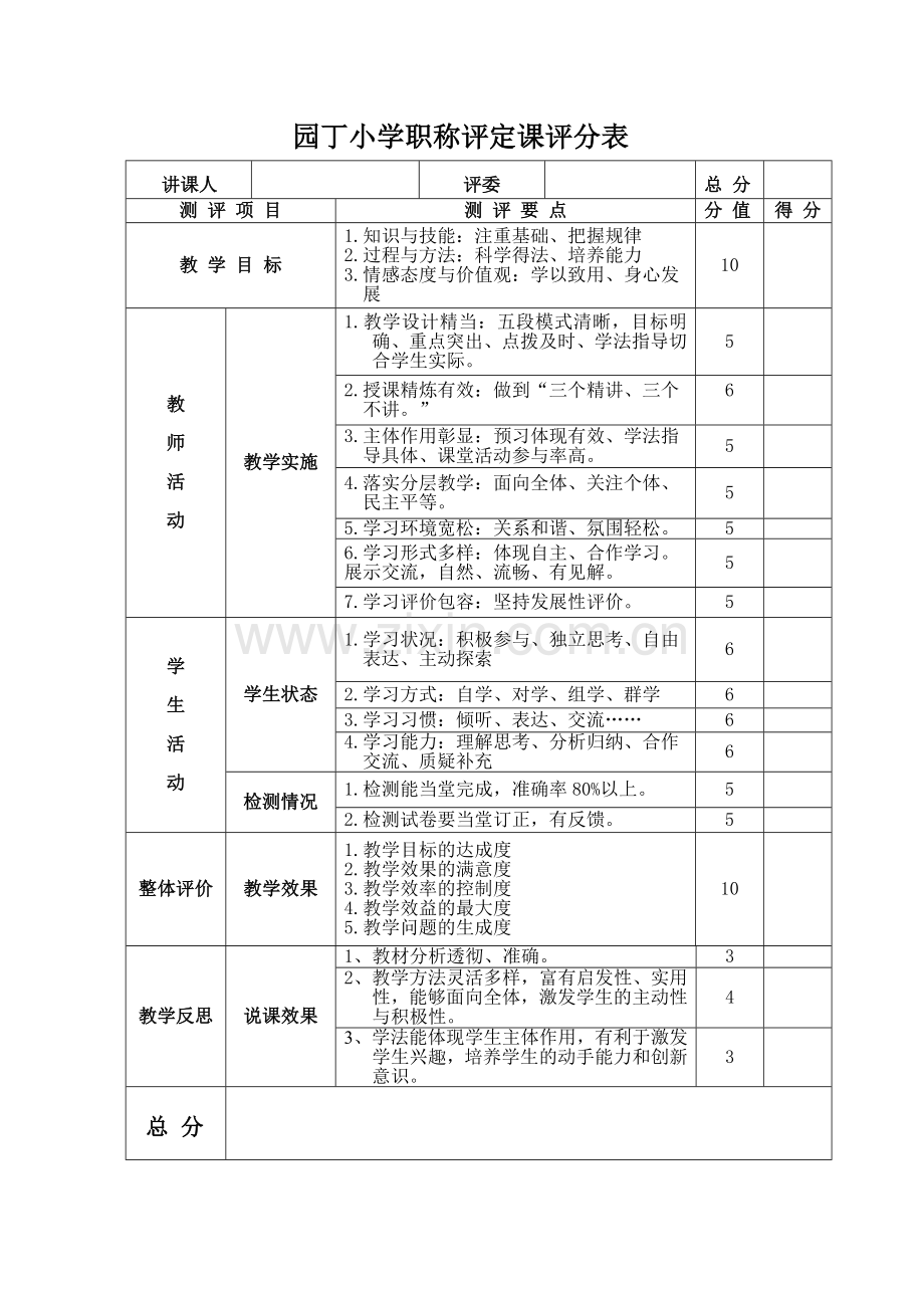园丁小学职称评定课评分表.doc_第1页