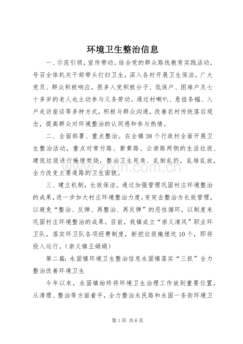 环境卫生整治信息.docx_第1页