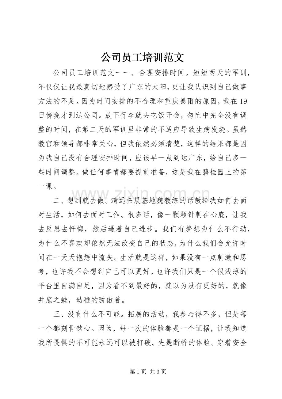 公司员工培训范文.docx_第1页