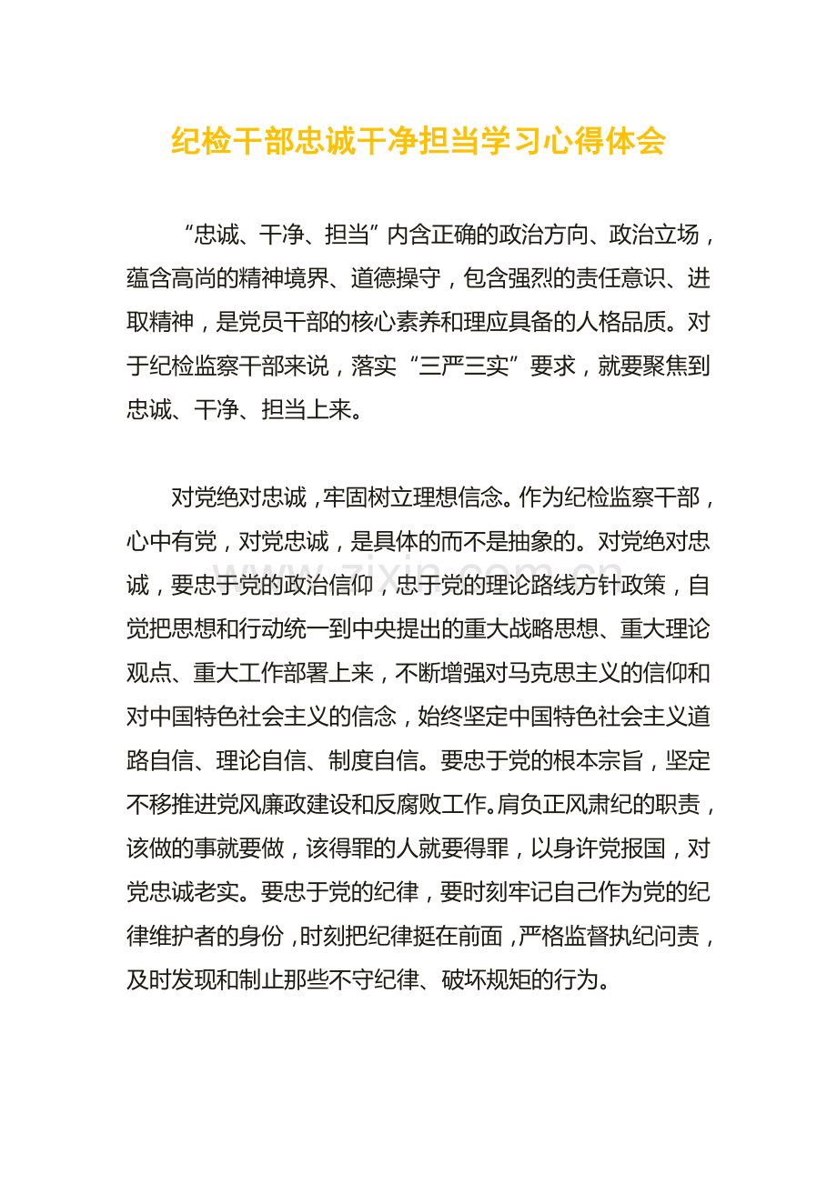 纪检干部忠诚干净担当学习心得体会.doc_第1页