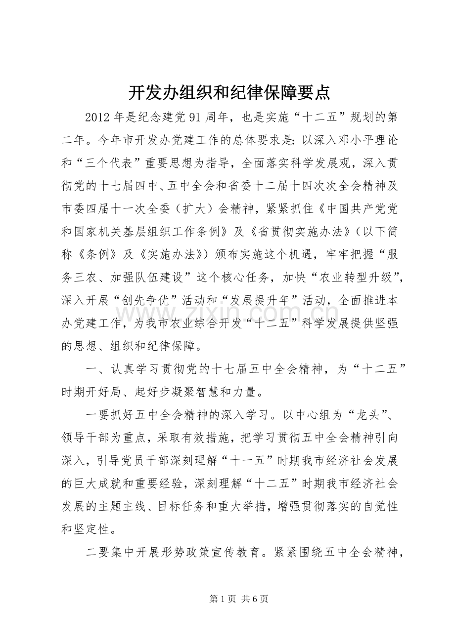 开发办组织和纪律保障要点.docx_第1页