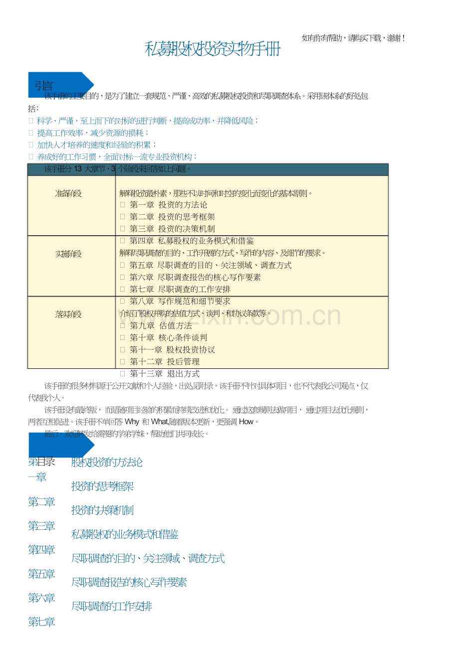 私募股权投资实务手册培训资料(doc46页).doc_第1页