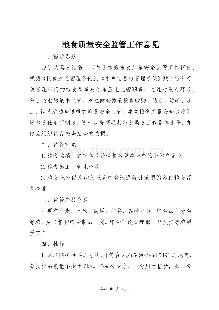 粮食质量安全监管工作意见.docx_第1页
