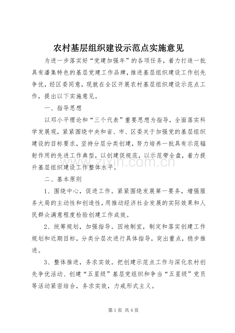 农村基层组织建设示范点实施意见_1.docx_第1页