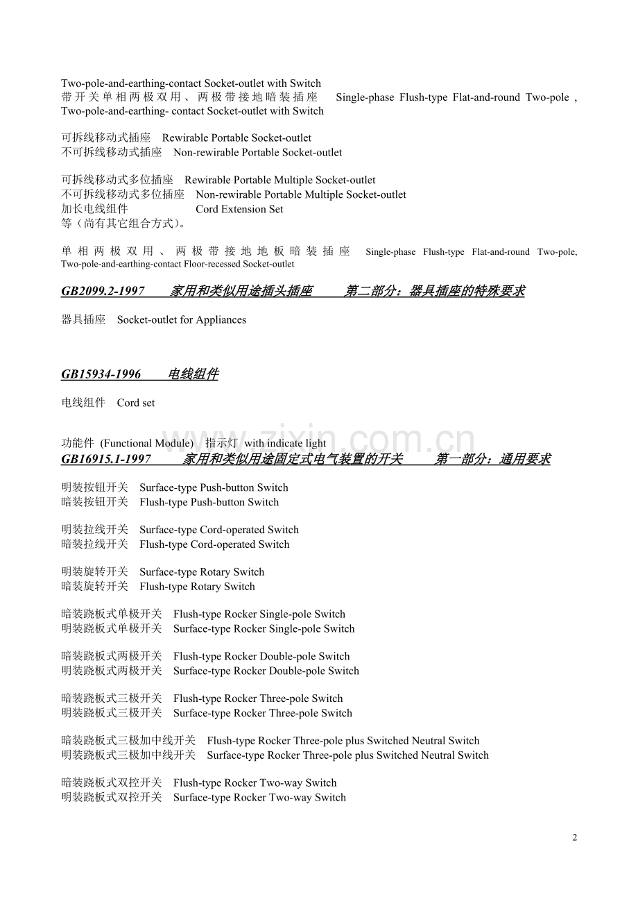 常用的电器附件产品的标准名称(中英文).doc_第2页