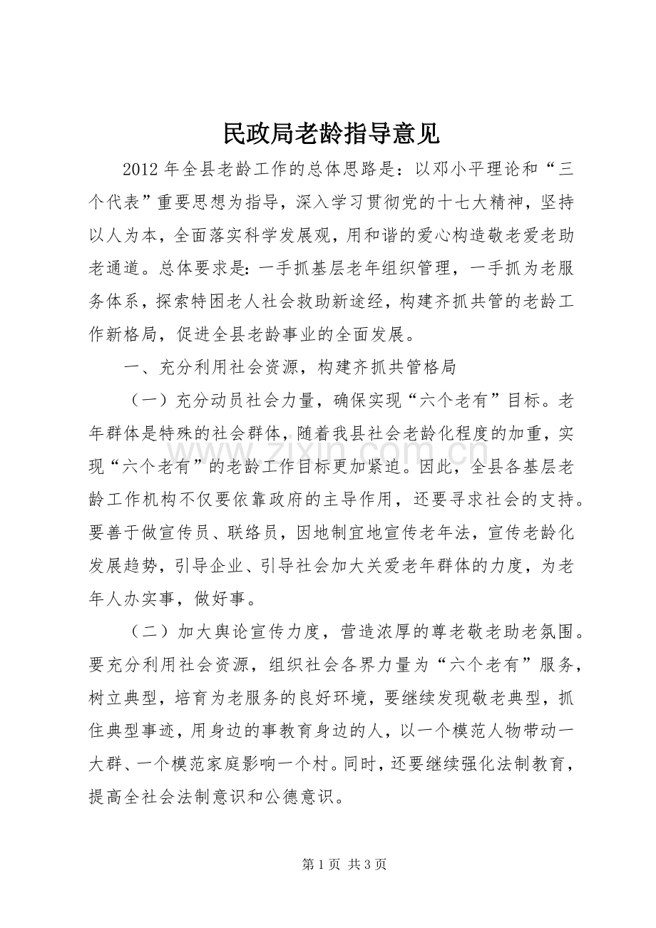民政局老龄指导意见.docx_第1页