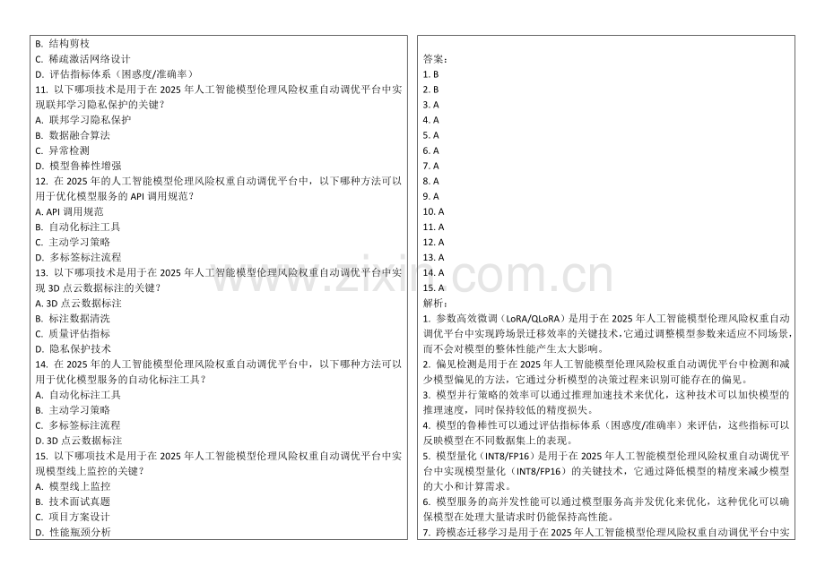 2025年人工智能模型伦理风险权重自动调优平台跨场景迁移效率卷答案及解析.docx_第2页
