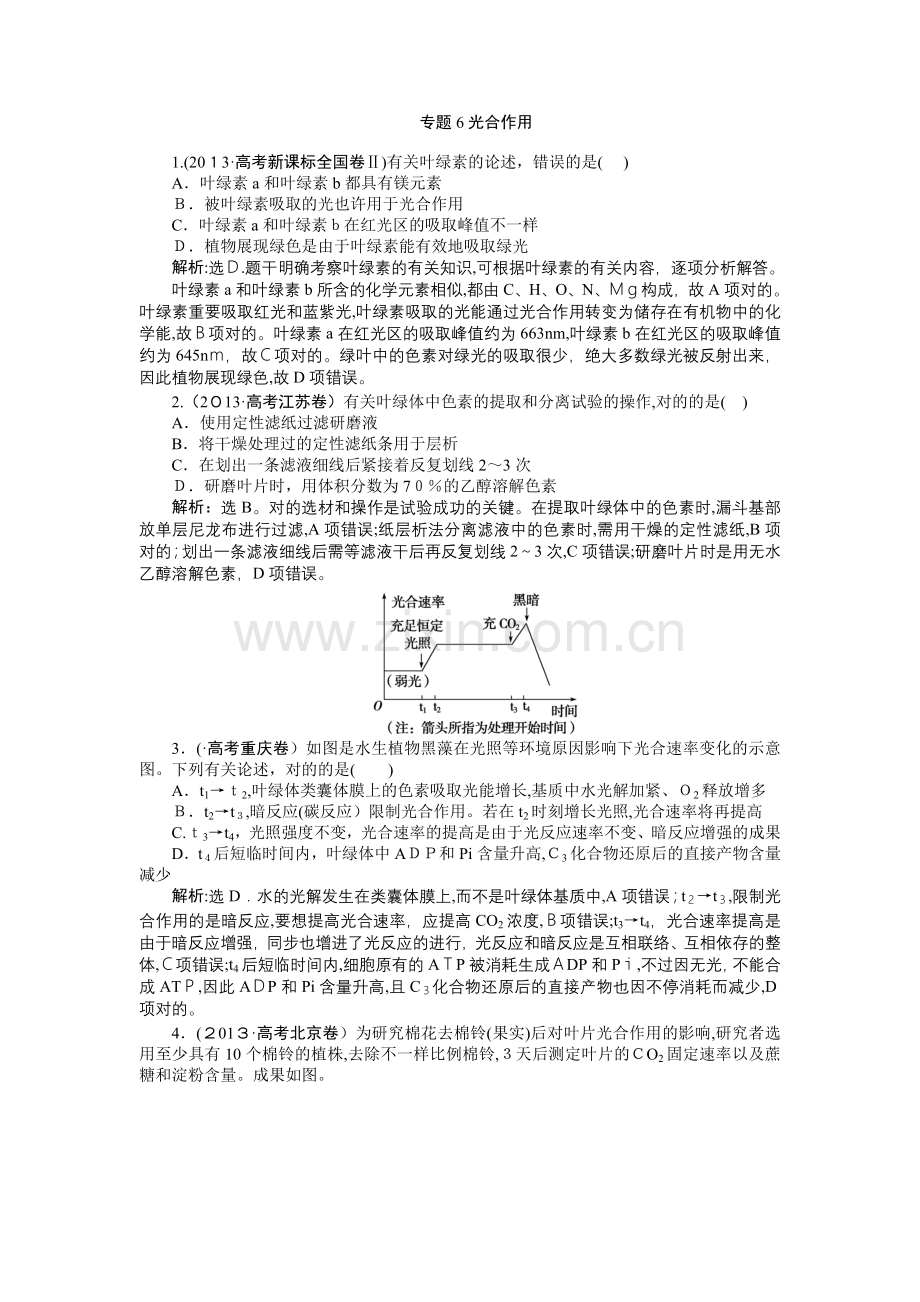 2025年高考真题汇编生物第二单元专题6光合作用范本.doc_第1页