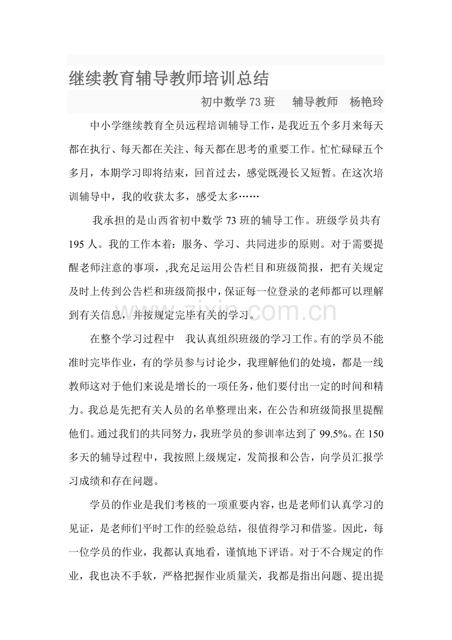 2025年继续教育辅导教师培训总结.doc_第1页