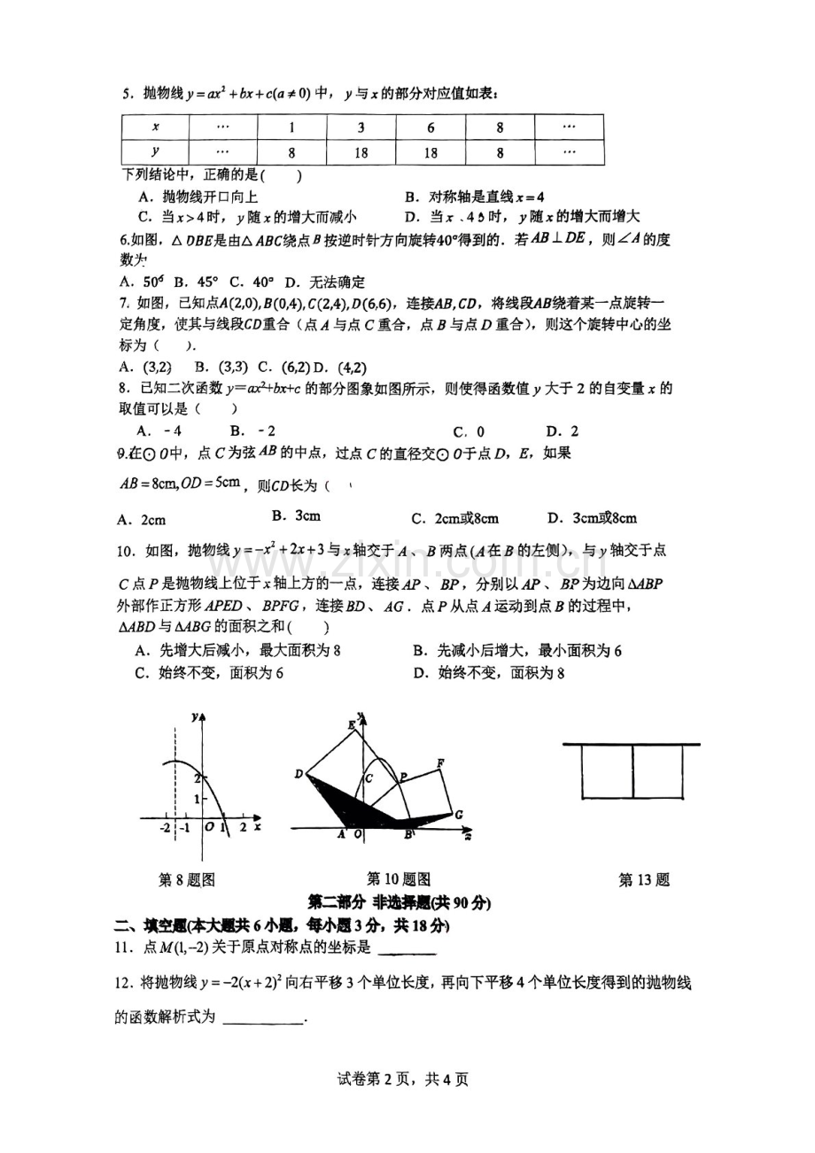 2024-2025学年九年级上学期广州市执信中学数学期中质量检测卷（含答案）.docx_第2页