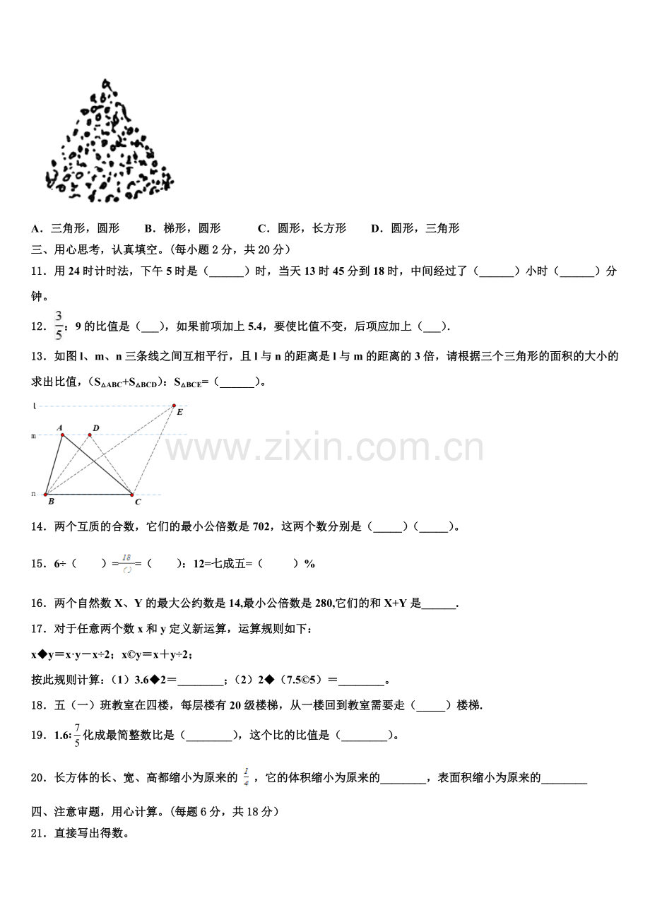 河北省石家庄市鹿泉市2025届六年级数学小升初摸底考试含解析.doc_第2页