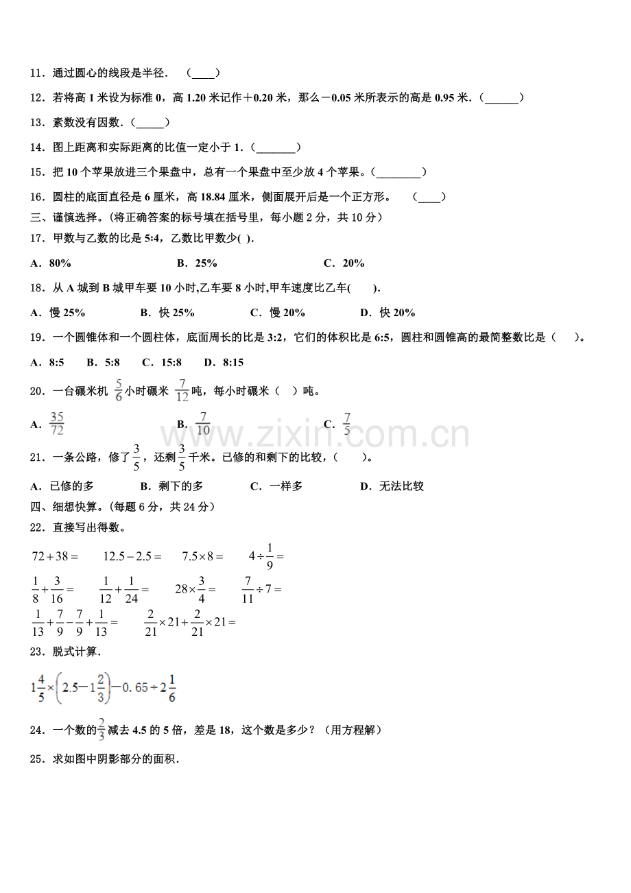 2025年河南省洛阳高新技术产业开发区小升初数学自主招生备考卷含解析.doc_第2页