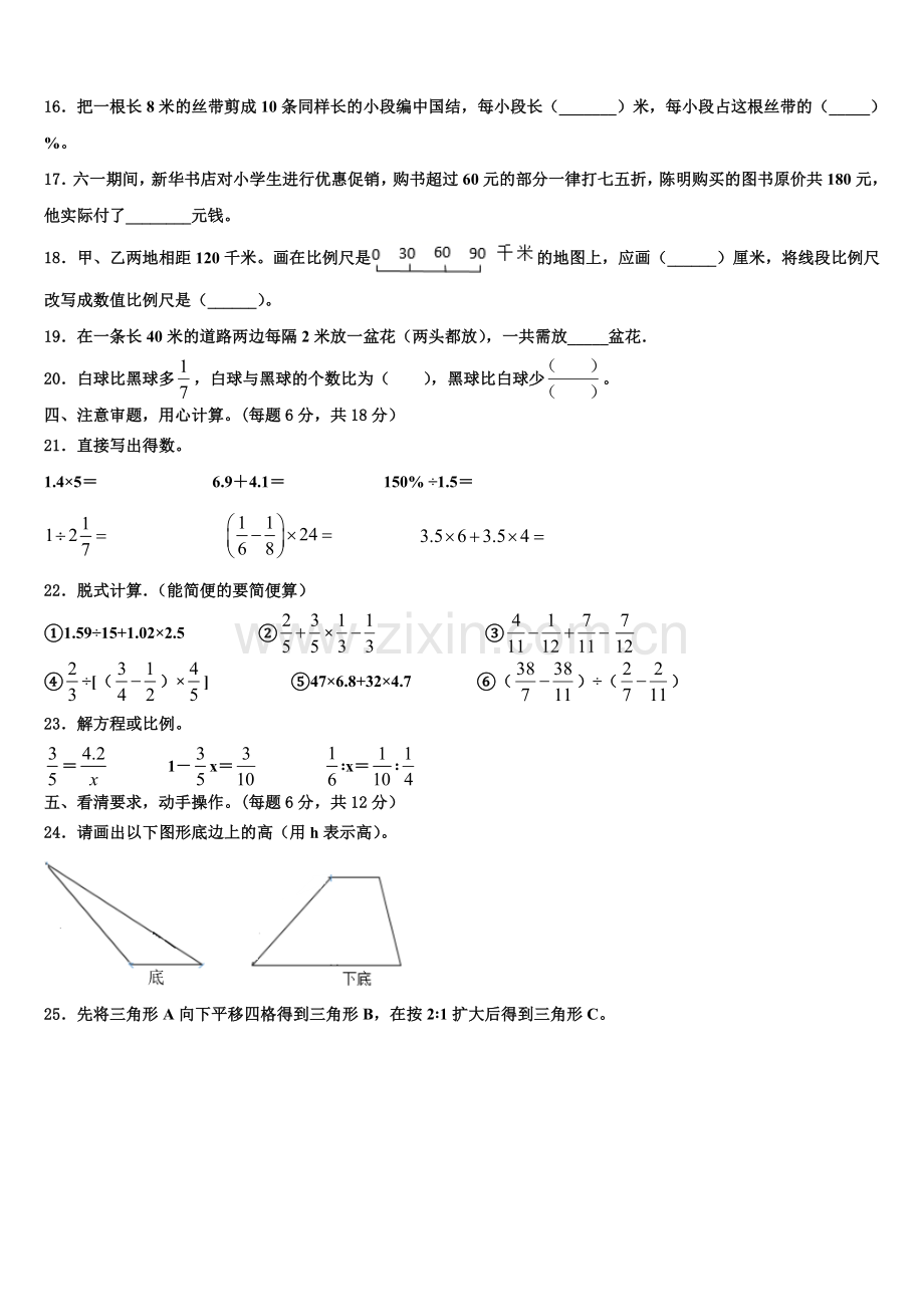 2024-2025学年江苏省宿迁市泗洪县新星城南学校六年级下学期小升初真题数学试卷含解析.doc_第2页