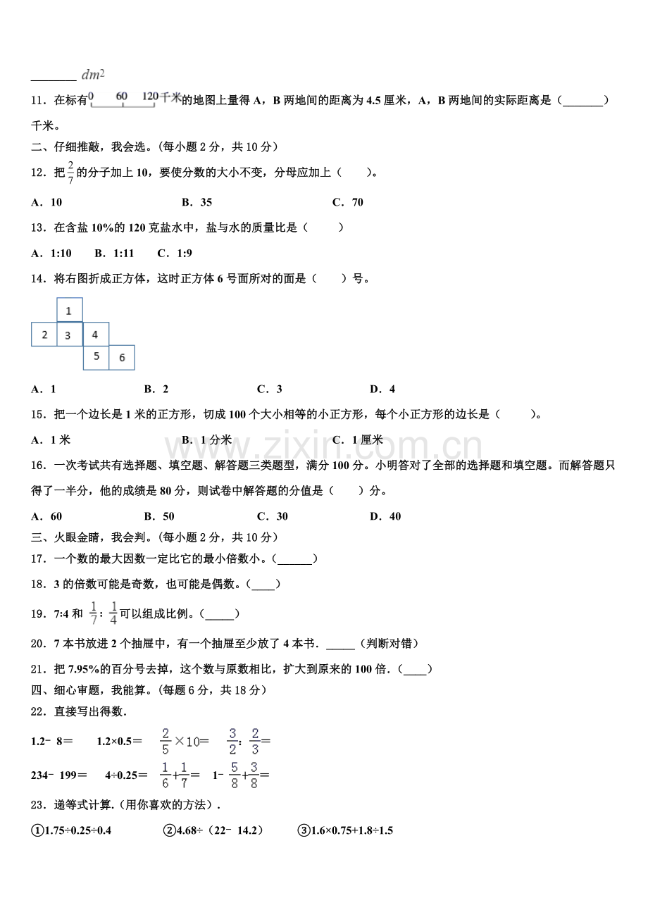 桦南县2025届小升初总复习数学测试卷含解析.doc_第2页