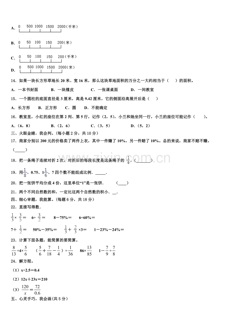 山东省阳谷县第一小学2025年小升初数学综合练习卷含解析.doc_第2页