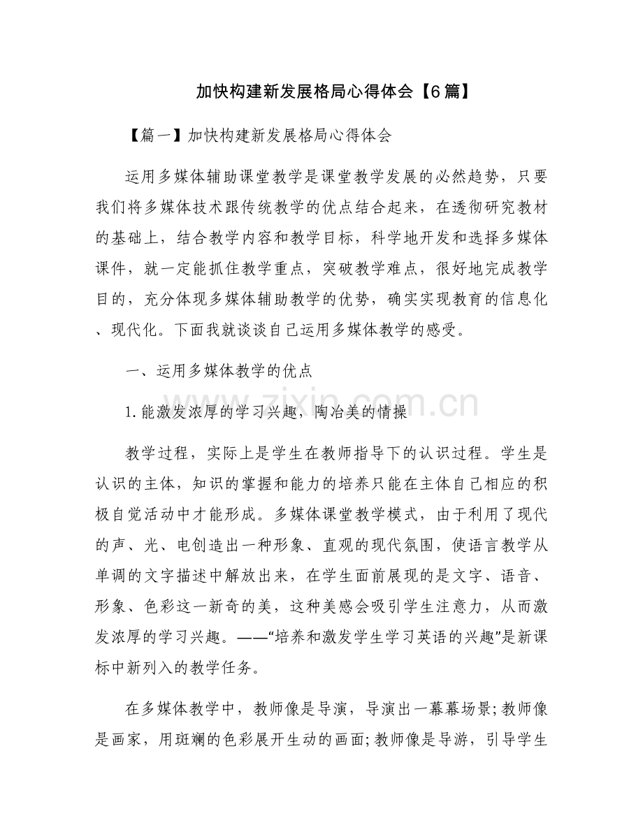 加快构建新发展格局心得体会【6篇】.docx_第1页