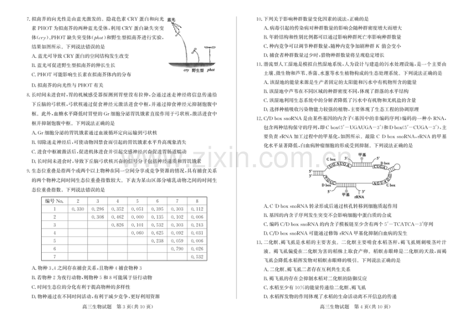 山东省德州市2024-2025学年高三上学期1月期末考试生物试题（含答案）.docx_第2页