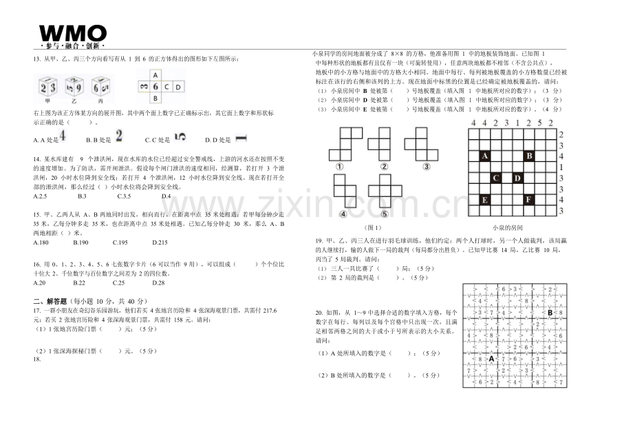 第30届数学竞赛WMO——五年级复赛试题（含答案）.docx_第2页