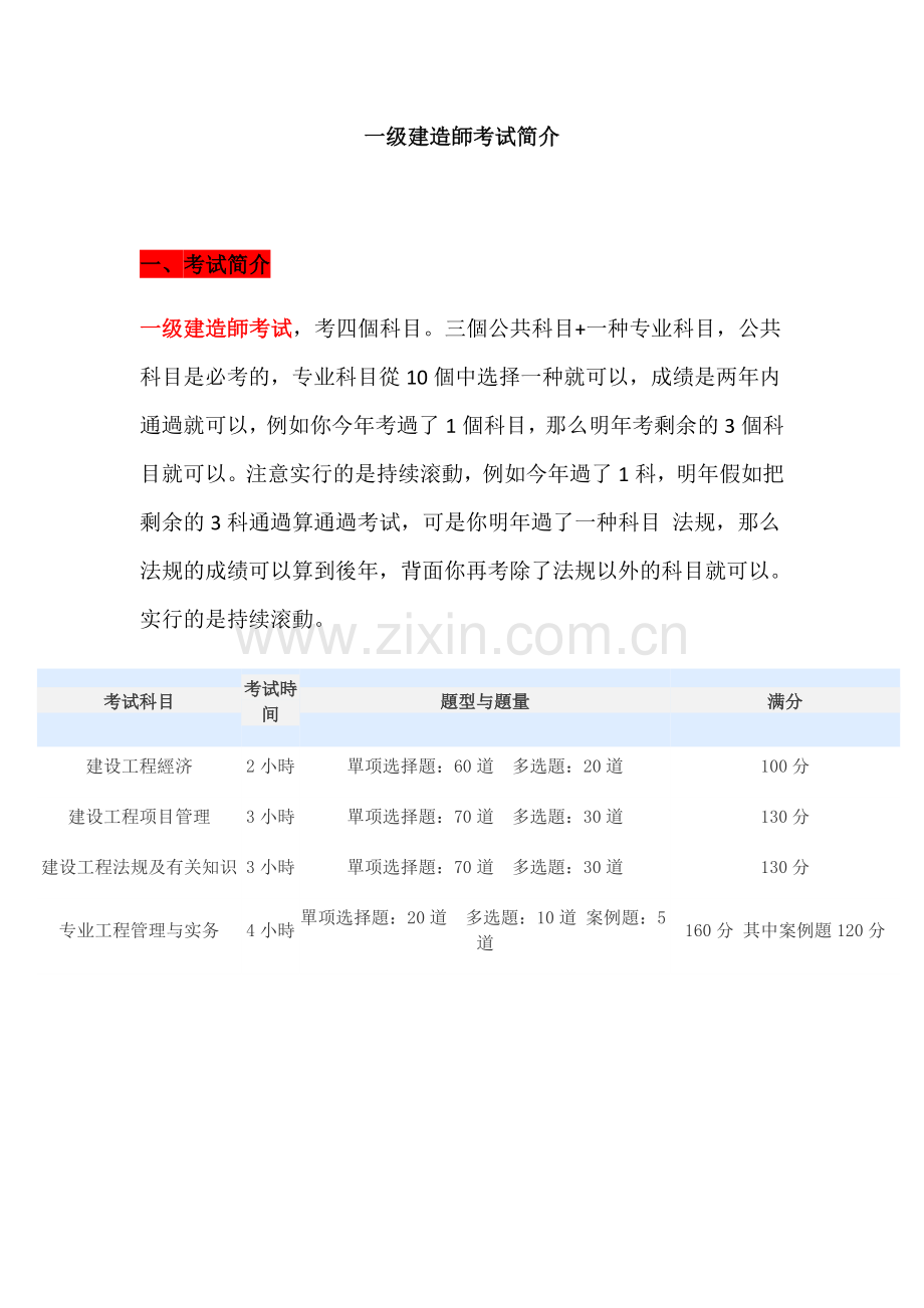2025年一建考试介绍.docx_第1页