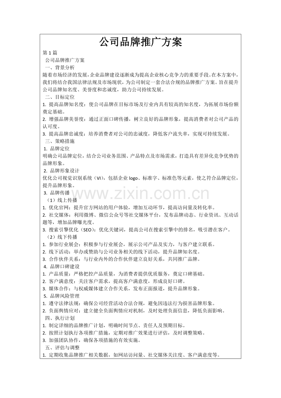 公司品牌推广方案.docx_第1页