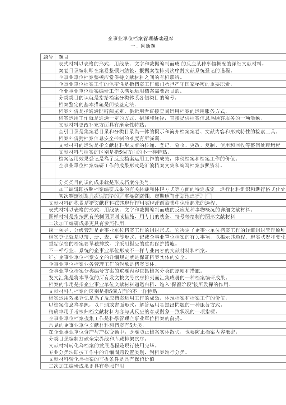 2025年企事业单位档案管理基础题库一.doc_第1页