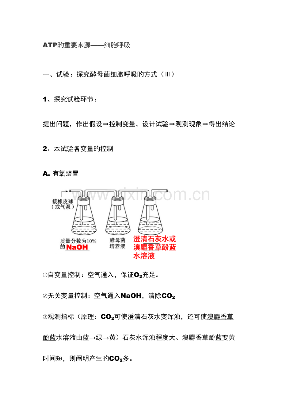 2023年ATP的主要来源细胞呼吸知识点.docx_第1页
