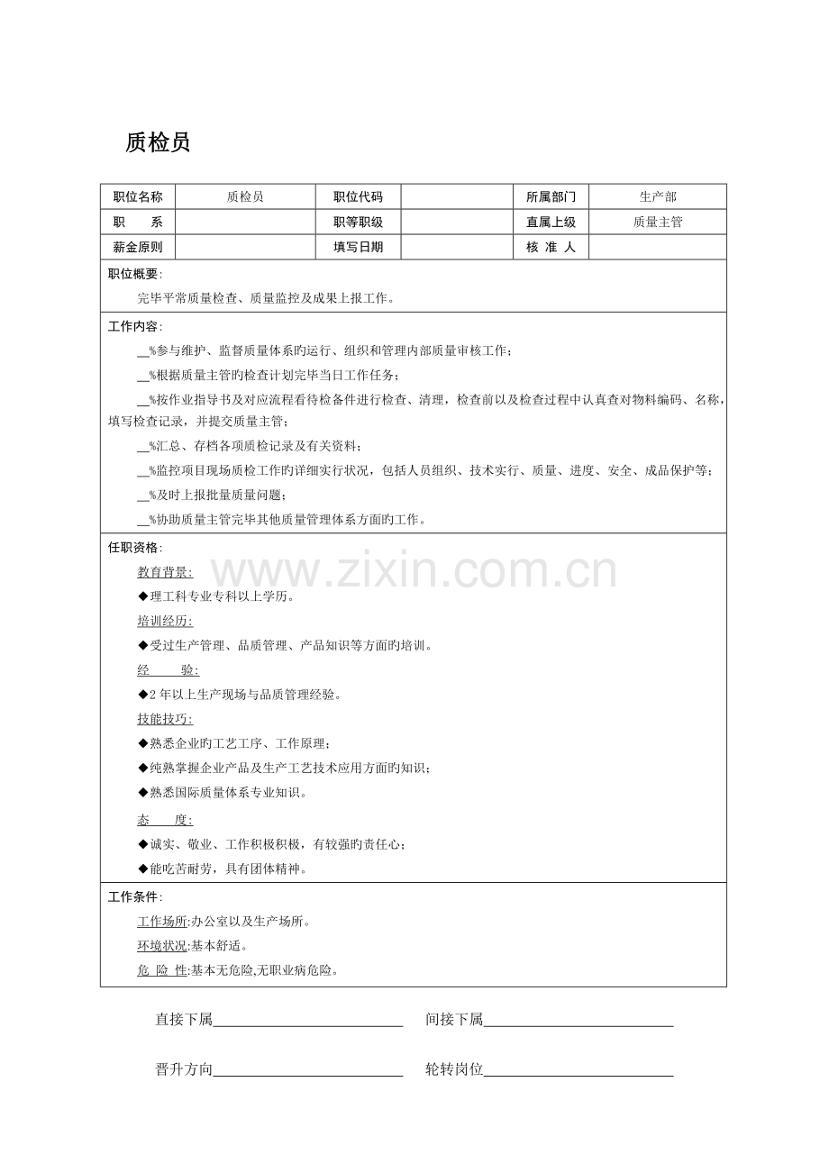 2023年公司质检员的岗位职责.doc_第1页