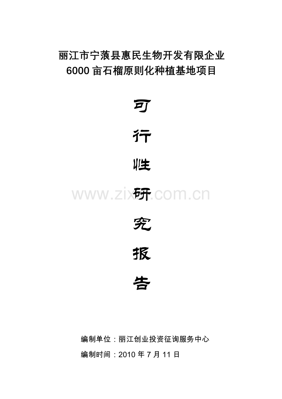 石榴标准化种植基地项目可行性研究报告.doc_第1页