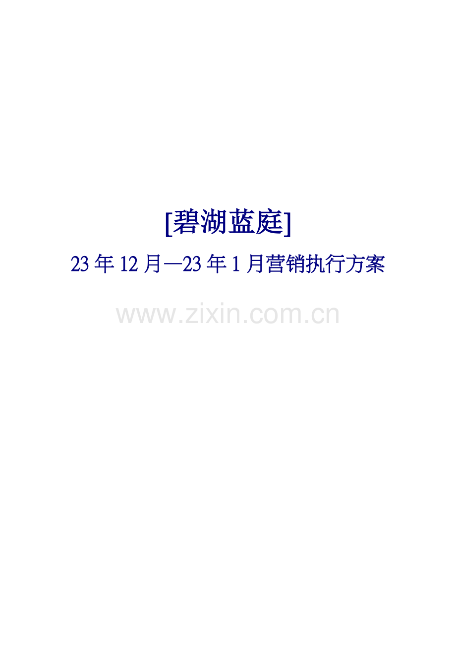 策划合肥碧湖蓝庭营销执行方案.doc_第1页