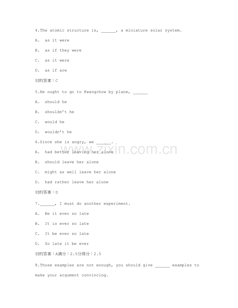 2023年免费在线作业答案东师大学英语一高起专秋在线作业试卷及答案.doc_第2页