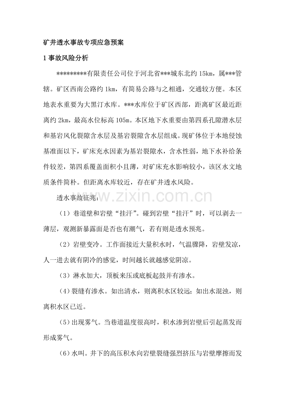 非煤矿山透水事故专项应急预案模板.doc_第2页