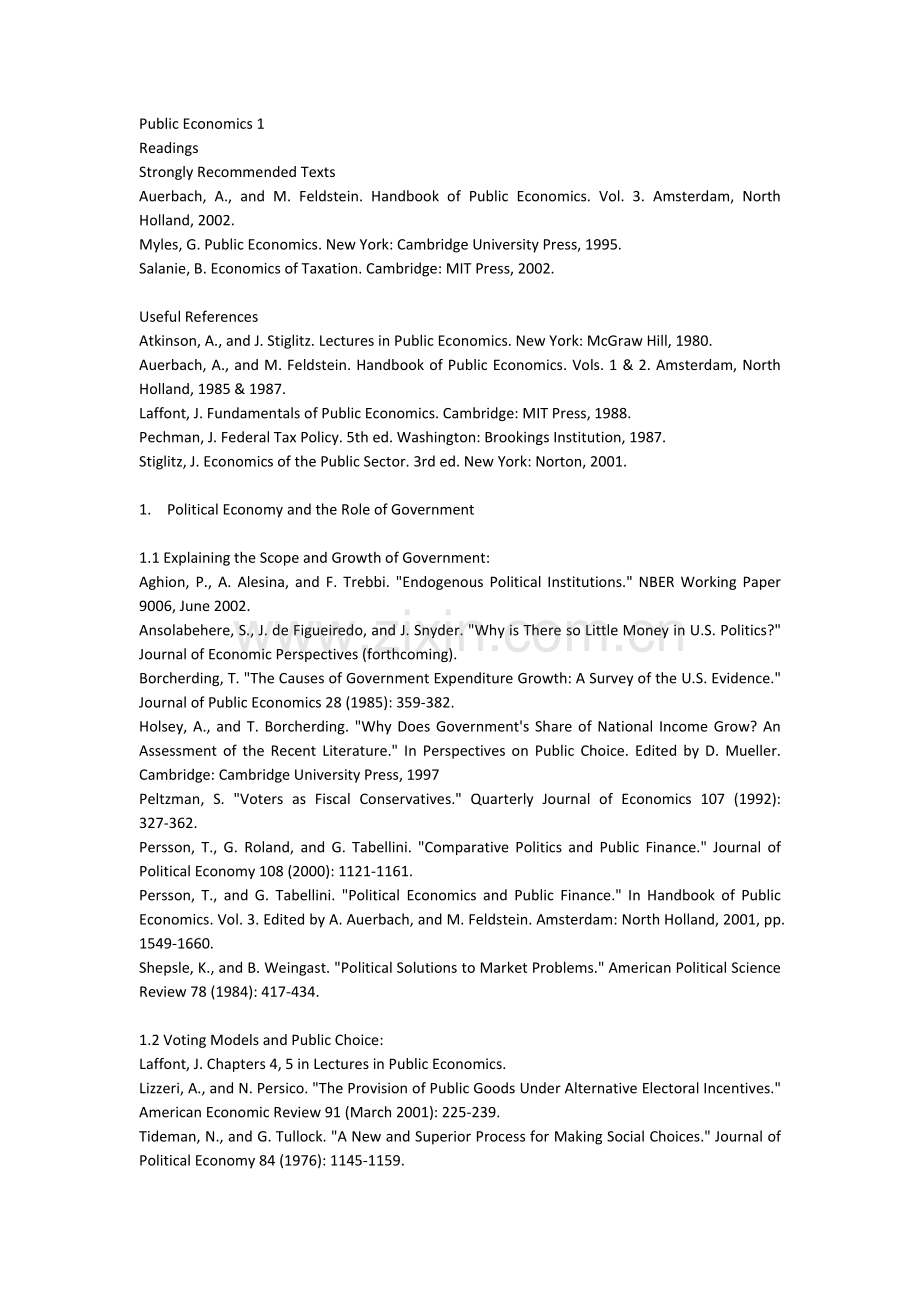 公共经济学文献目录.doc_第1页