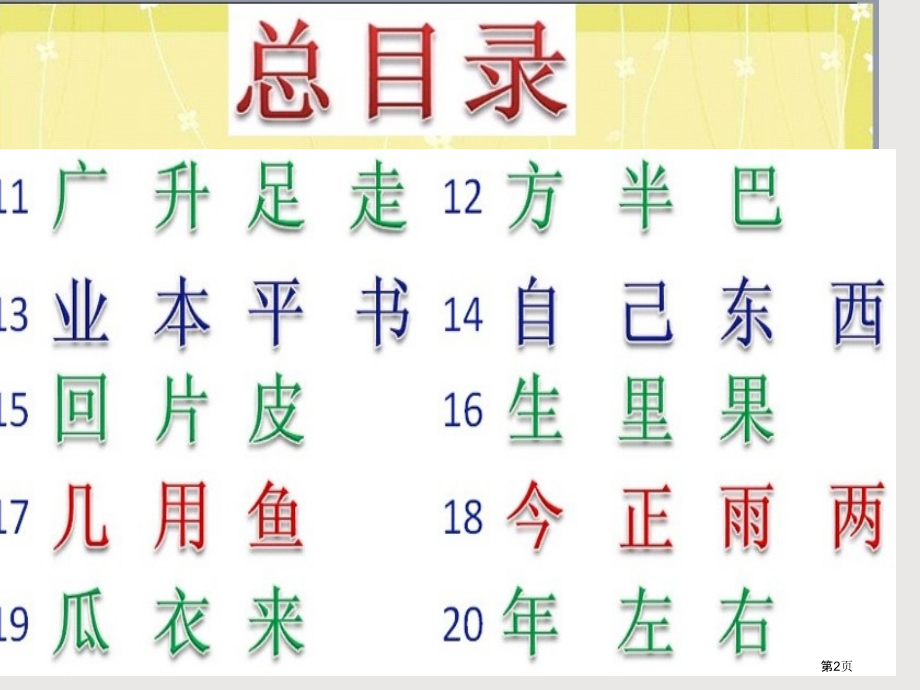 一年级上册实用生字卡11-20课生字笔顺动画演示.pptx_第2页