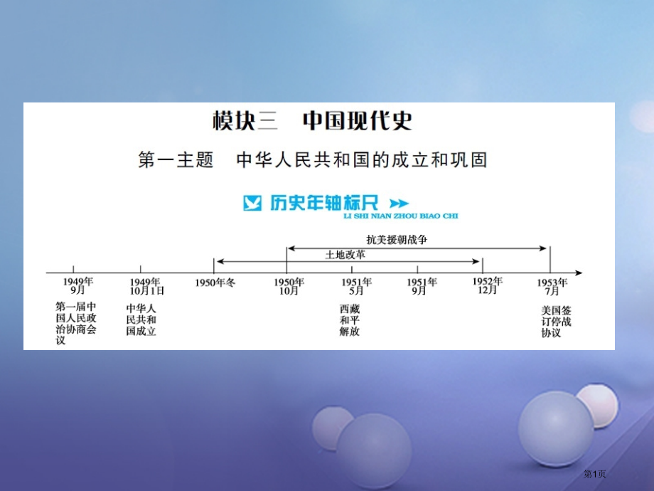 中考历史基础知识夯实模块三中国现代史中华人民共和国的成立和巩固.pptx_第1页