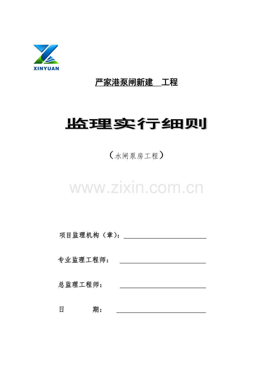 严家港泵闸关键工程综合施工监理标准细则.docx_第1页