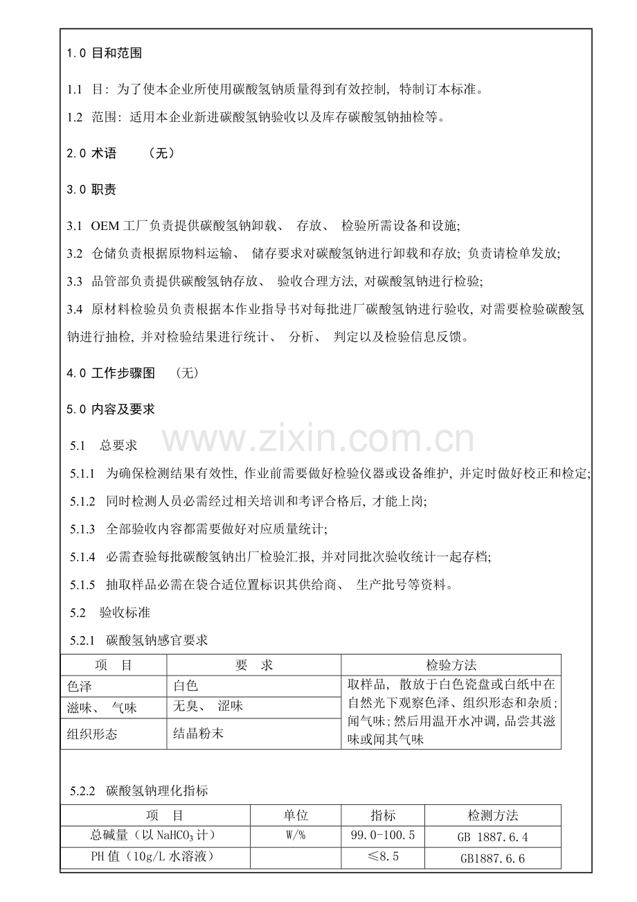 碳酸氢钠检验作业指导书.doc_第1页