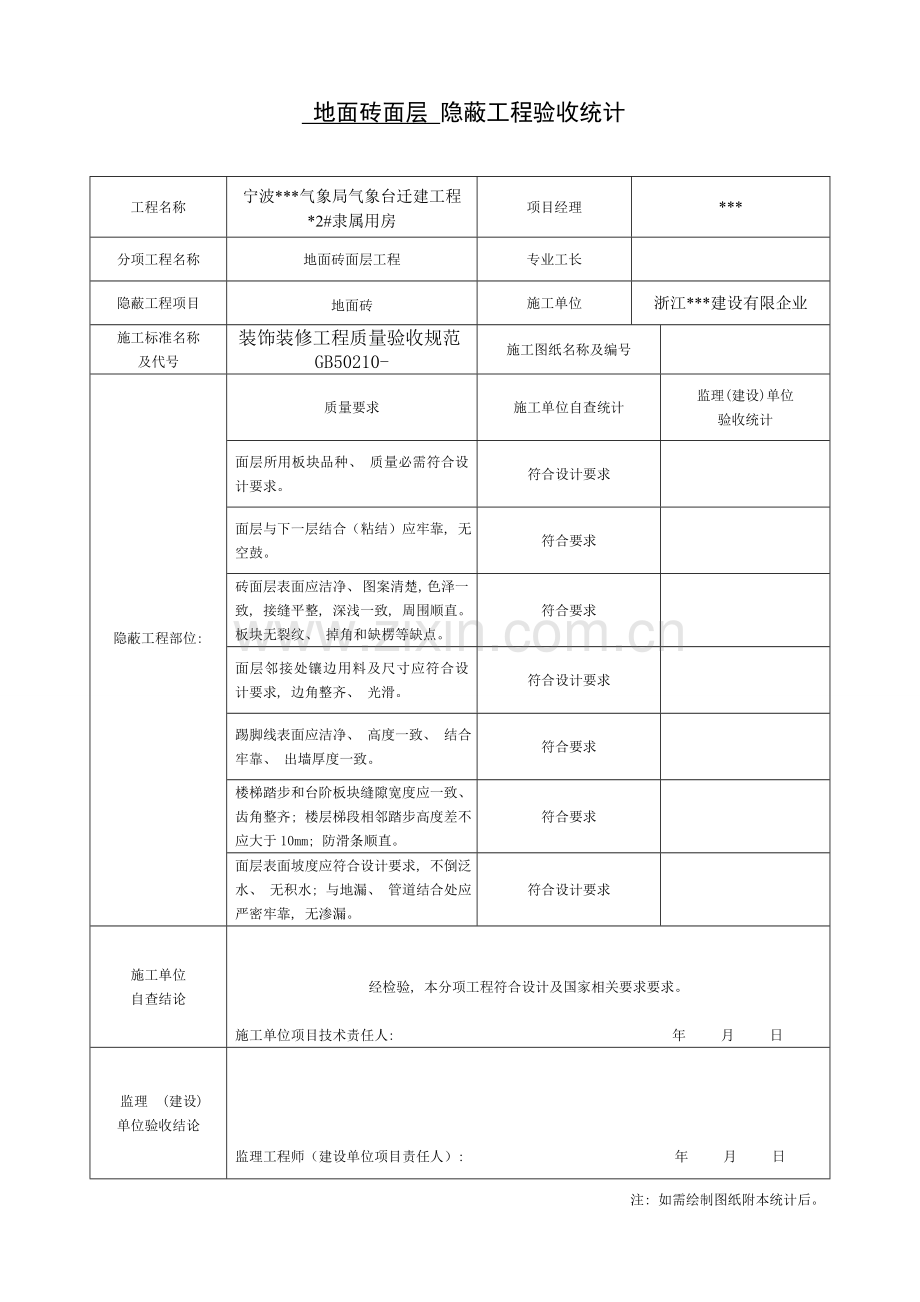 隐蔽工程验收记录表全套范例模板.doc_第1页