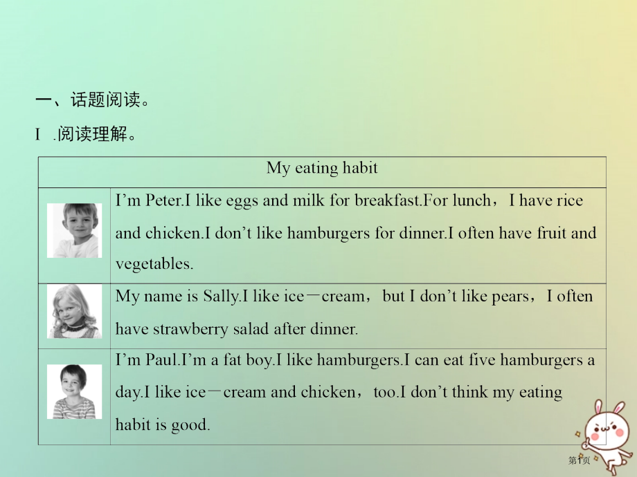 七年级英语上册-Unit-6-Do-you-like-bananas-Section-B话题阅读与写.pptx_第1页