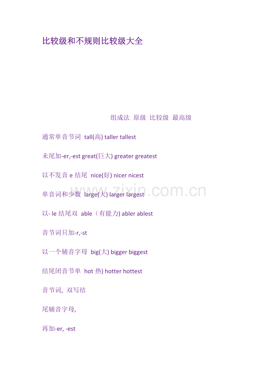 比较级和不规则比较级大全.doc_第1页