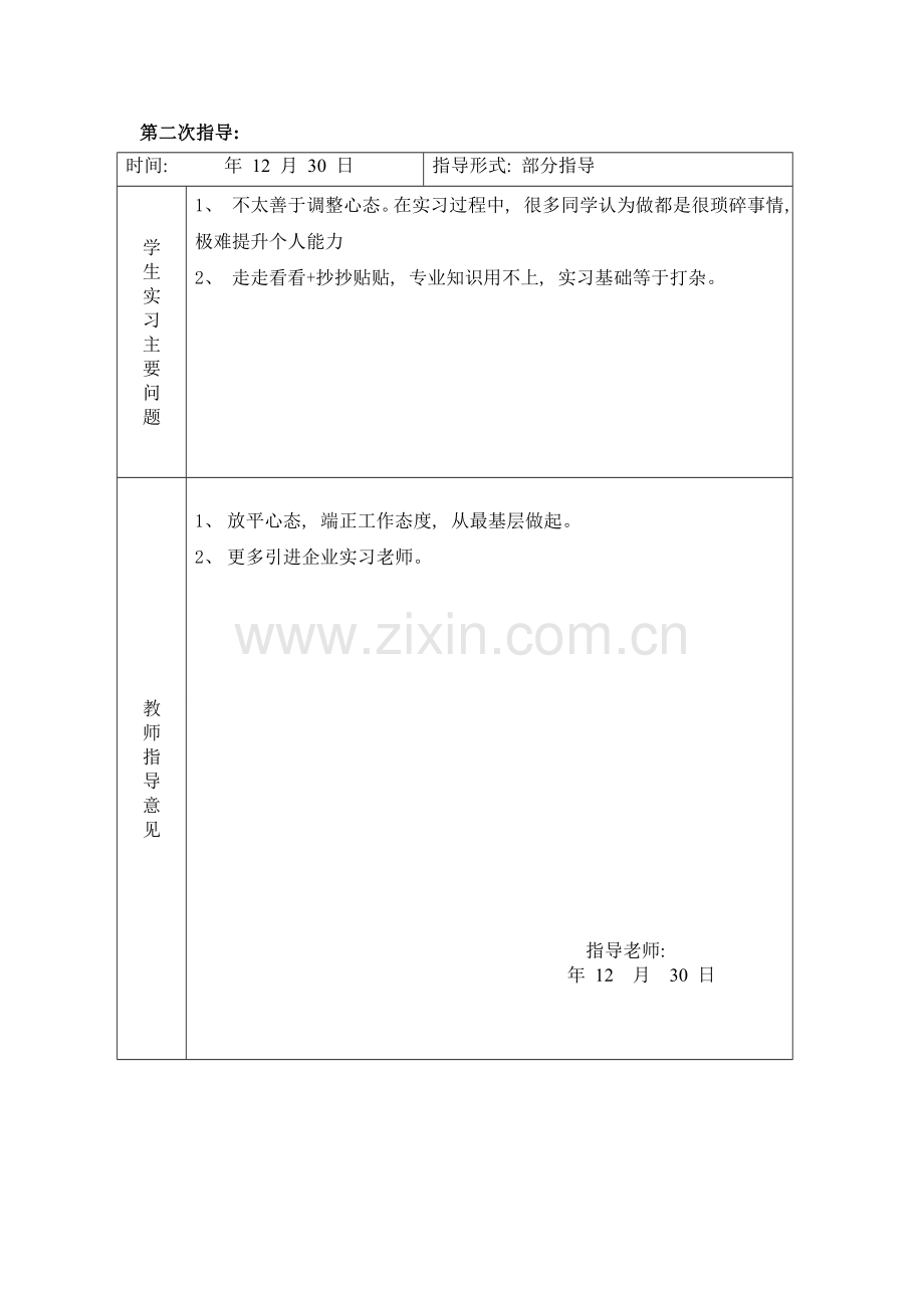 学生实习实训教师指导记录表模板.doc_第2页